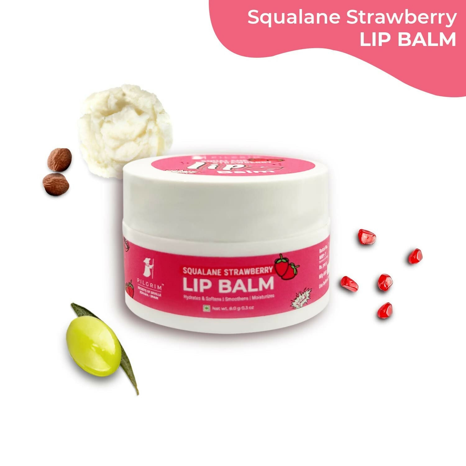 Pilgrim Spanish Lip Balm (Strawberry) For Dark Lips, Soothing & Hydrating Dry & Chapped Lips | Grocsy