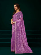 Joban Fashion Lavender Net Party Wear Sarees | Grocsy