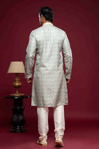 Raivat Ethnic Art Silk Digital Print Pintux Work Kurta Pajama In Sky Blue Colour | Grocsy