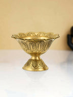 CraftVatika Gold-Toned Brass Engraved Diya | Grocsy