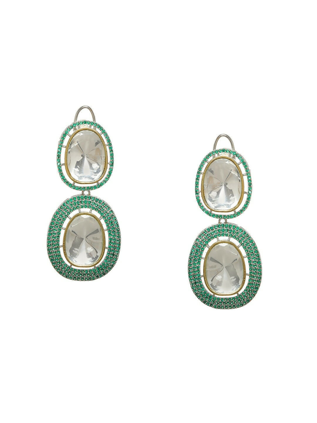 Green Dual Earrings- Ruby Raang | Grocsy
