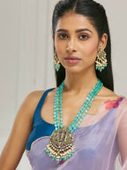 Nuyug 22K Gold-Plated Zircon Studded & Stone Beaded Strings Necklace Set | Grocsy