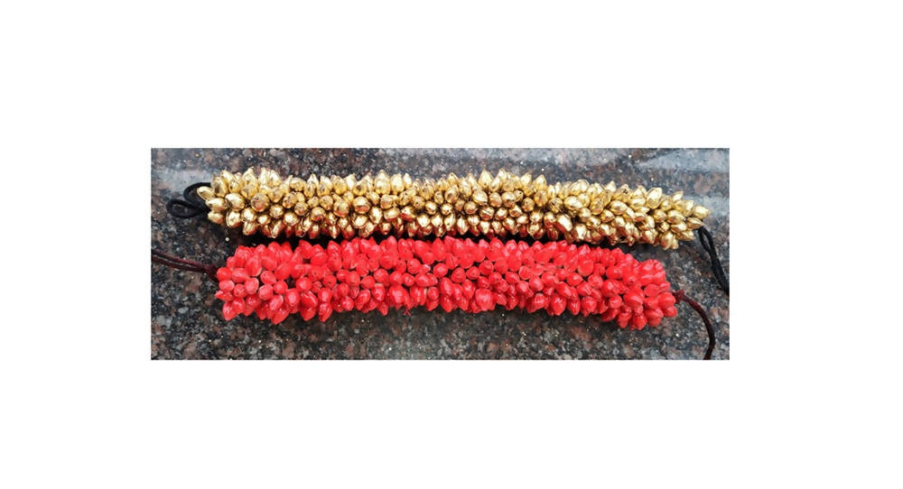 Red & Gold Bridal Hair Gajras | Grocsy