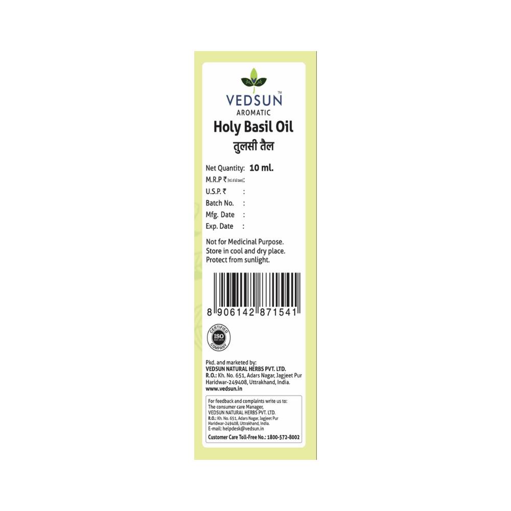 Vedsun Naturals Tulsi/Holy Basil Oil Pure & Organic for Skin | Grocsy