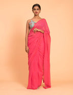 Suta Pink Solid Pure Cotton Saree | Grocsy