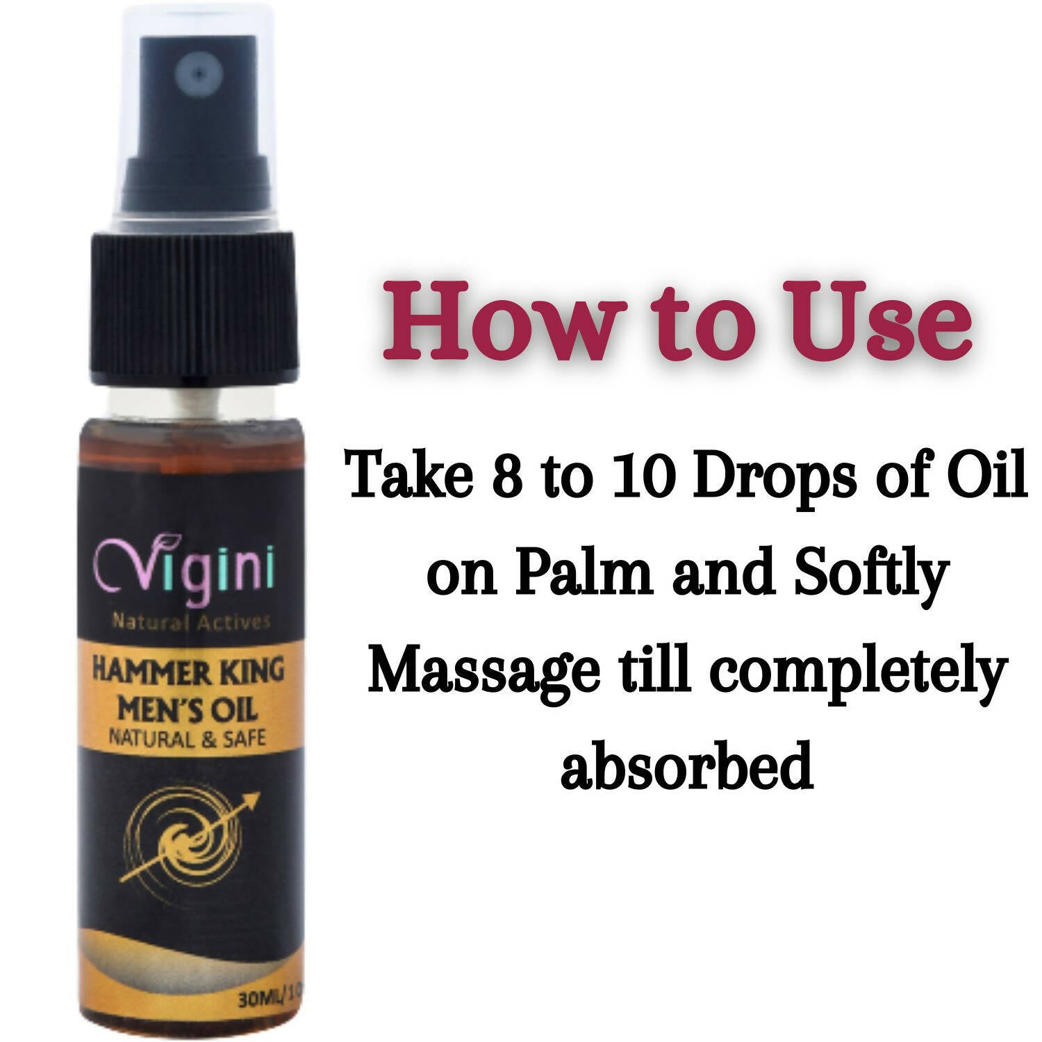 Vigini Natural Hammer King Lubricating Massage Oil for Men with Tulsi Ylang Ylang Clary Sage Essential Oils | Grocsy
