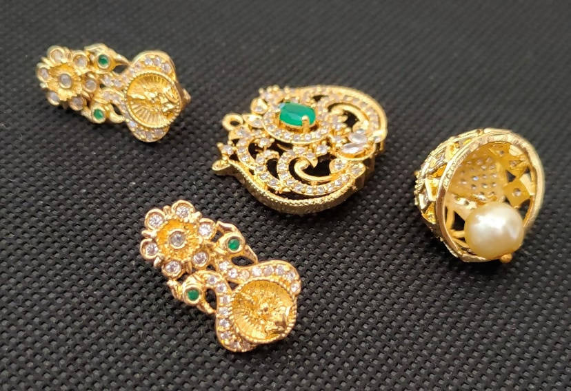 AD Emeralds designer 4 in 1 Traditional Earrings | Grocsy
