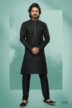 Raivat Ethnic Cotton Pintux Work Kurta Pajama In Black Colour | Grocsy