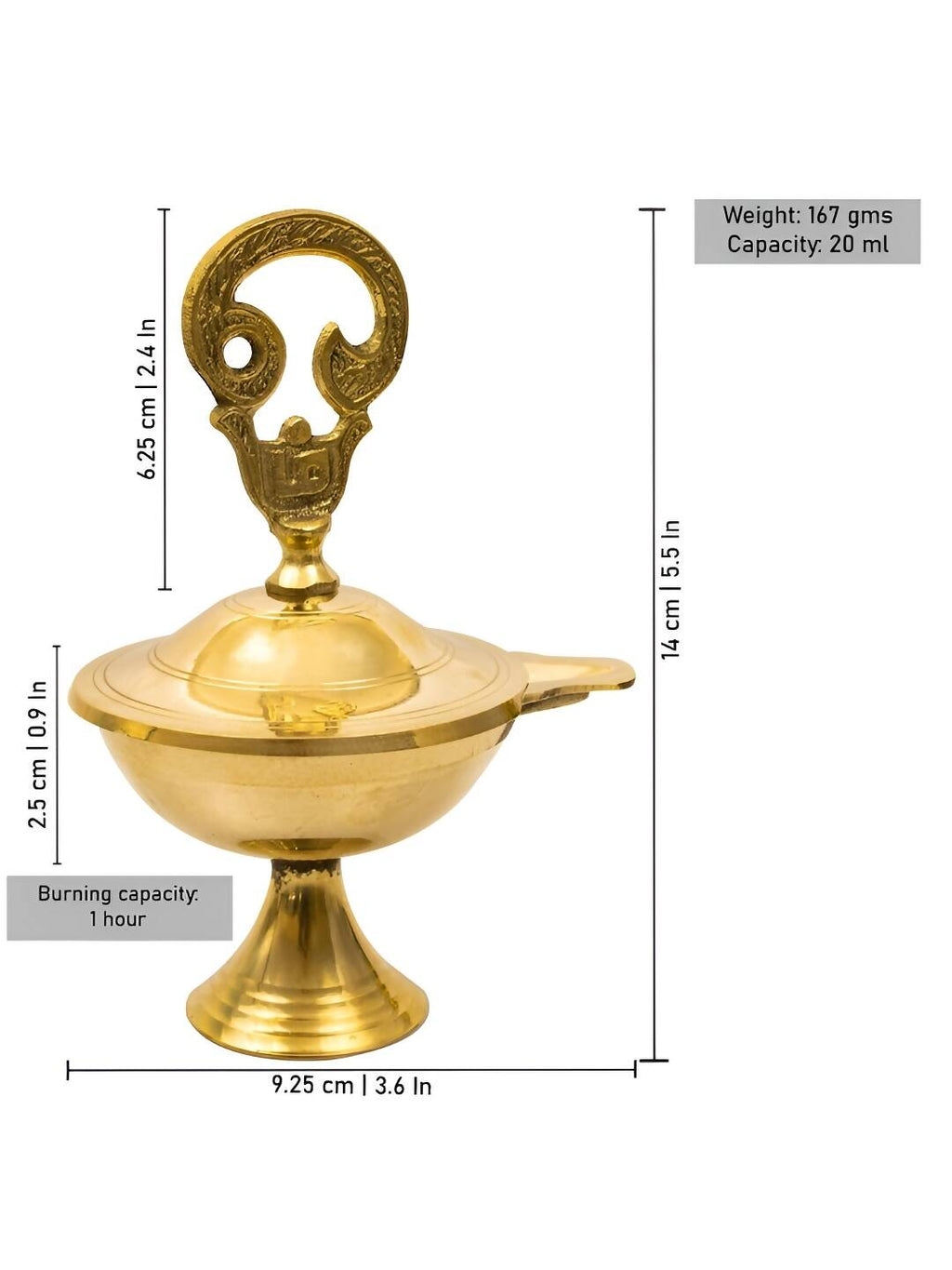 Spillbox Gold-Toned Brass Om Closed Diya Pooja Essential | Grocsy