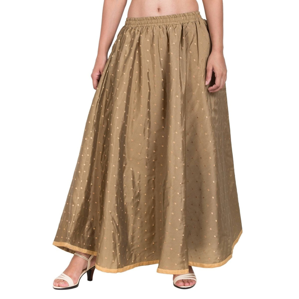Asmaani Olive Green Color Golden Zari Work Maxi Skirt | Grocsy