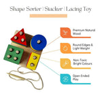 Nesta Toys Shape Sorter | Stacker | Lacing Toy - Multicolor | Grocsy