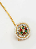 NVR Women's Gold-Polished CZ Stone-Studded Borla Maang Tikka | Grocsy