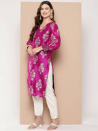 Ahalyaa Women's Traditional wear Kurta - Pink | Grocsy