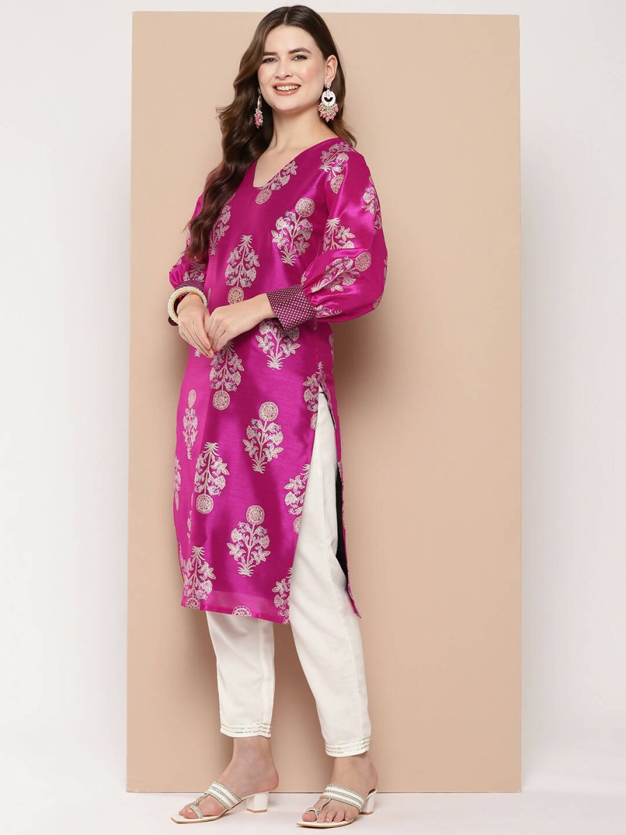 Ahalyaa Women's Traditional wear Kurta - Pink | Grocsy