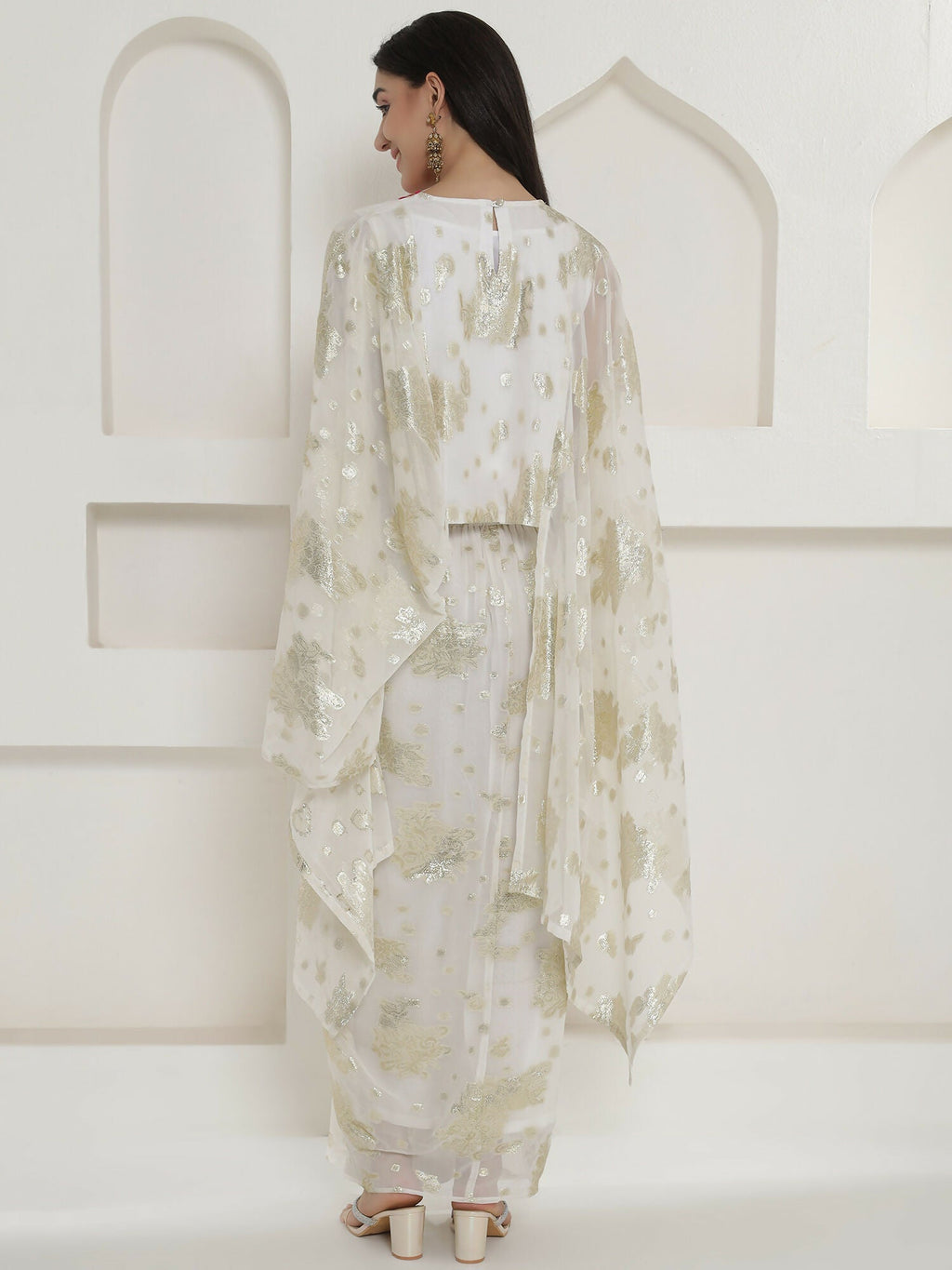 Joban Fashion White & Pink Kaftaan With Skirt | Grocsy
