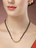 NVR Women's Gold-Polished Black Beaded Mangalsutra | Grocsy