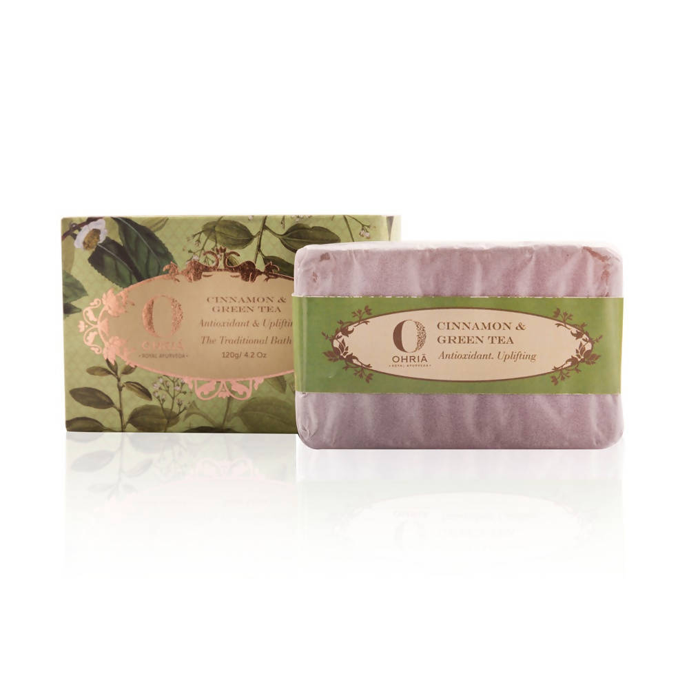 Ohria Ayurveda Green Tea And Cinnamon Bathing Bar | Grocsy