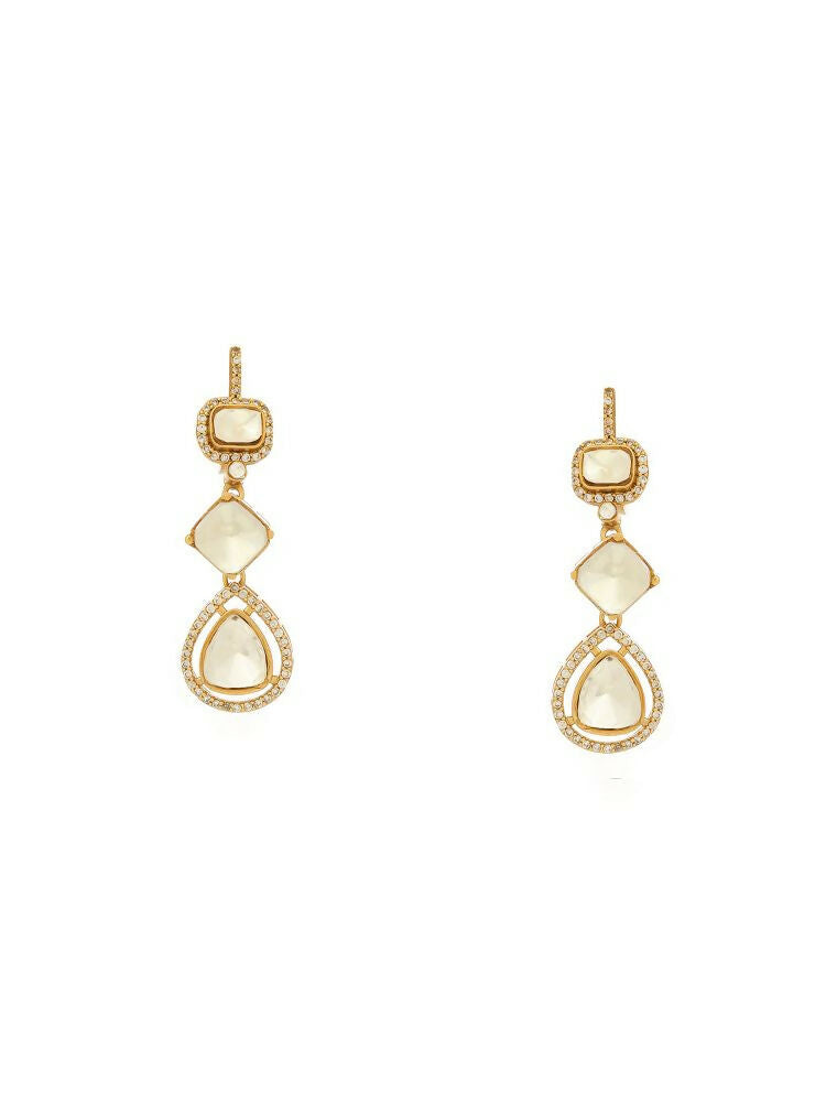 Women's Long Kundan Earrings - Ruby Raang | Grocsy