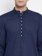 Even Apparels Blue Color Rayon Men's Kurta With Band Collar | Grocsy