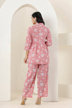 Kaajh Women's Pink Printed Cotton Co-ord Set | Grocsy