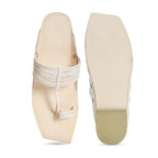 Stepsoft Men'S Off-White Kolhapuri Chappal | Handcrafted Ethnic Leather Wedding Footwear | Grocsy