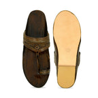 Stepsoft Men'S Dark Brown Kolhapuri Chappal | Handcrafted Leather Ethnic Slippers | Grocsy