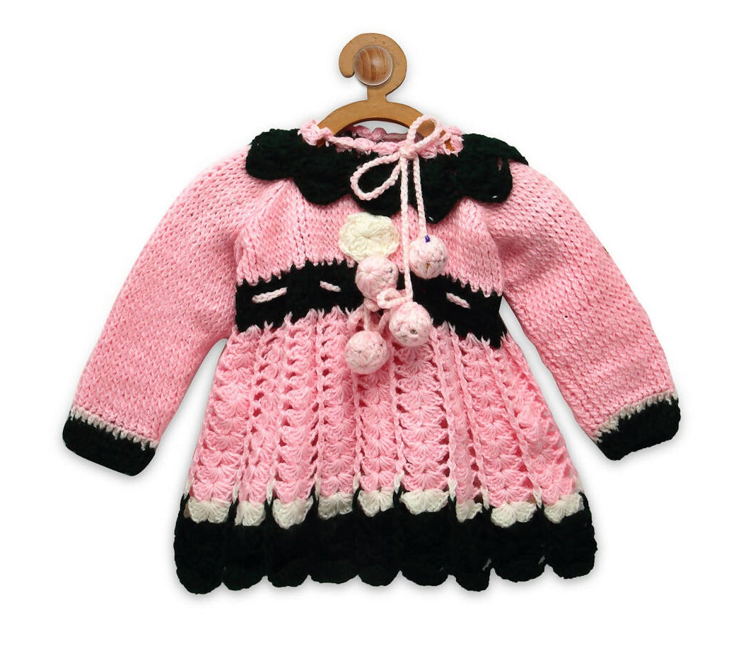 Chutput Kids Pink Ice Kitty Design Solid Pullover Sweater | Grocsy