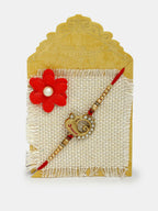 NVR Men Set of 2 Gold-Toned Ganesha Stone-Studded Rakhi With Roli Chawal & Chocolate | Grocsy