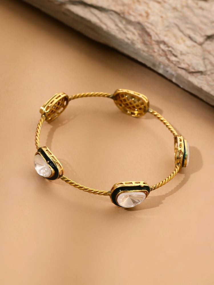 Antique Finish Kundan bangle - Ruby Raang | Grocsy