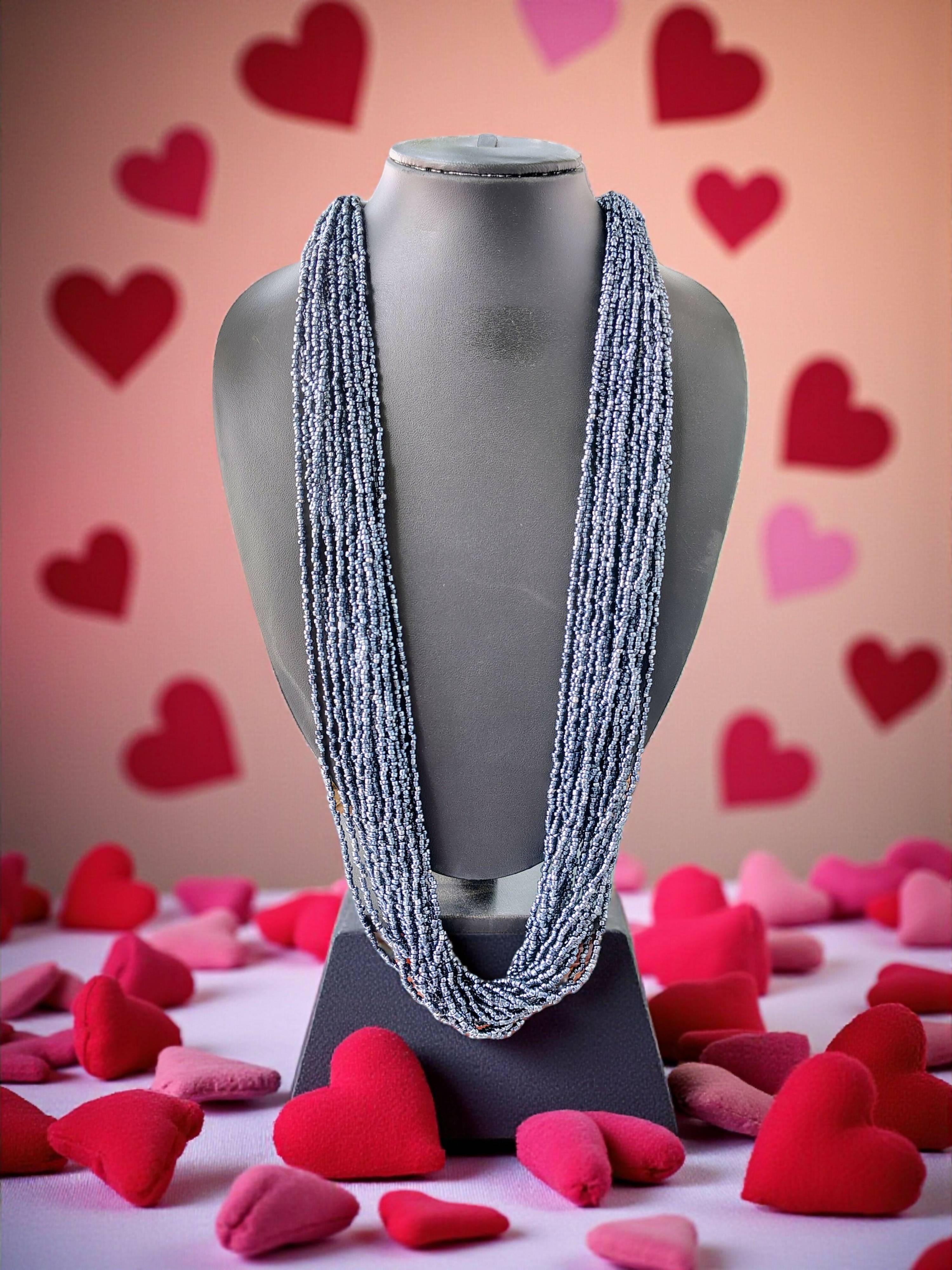 Inhanns Rangsaaz 20-Layer Luxe Long Beaded Only Necklace - Navy Blue 20 Layen Long Only Necklace | Grocsy