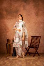 Joban Fashion Red Green Hand Block Printed Cotton Suit Set | Grocsy