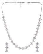 VOJ Silver Plated AD Studded Choker Jewellery Set | Grocsy