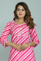 Alvano Women's Stylish Cotton Blend Laheriya Kurti | Grocsy