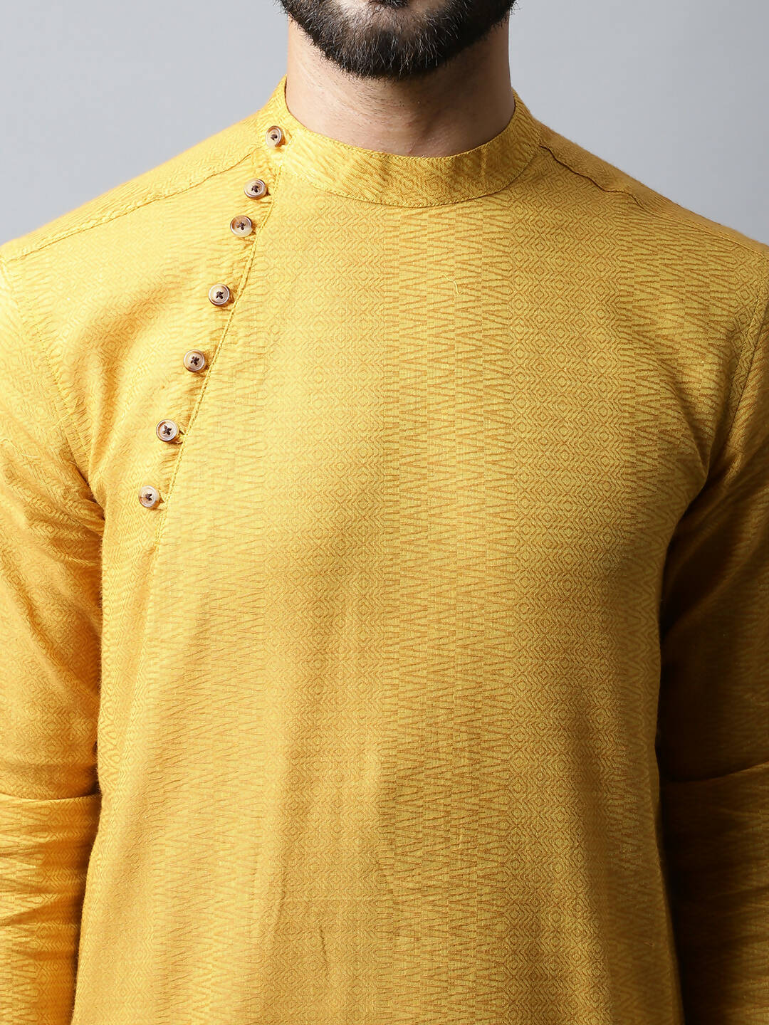 Even Apparels Yellow Color Pure Cotton Men's Kurta With Side Placket (SLD1192) | Grocsy