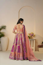 Kesar Fab Orange Banarasi Silk Embroidered Lehenga | Grocsy