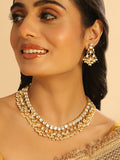 Nuyug 22K Gold Plated Ivory Dusk Kundan Necklace | Grocsy