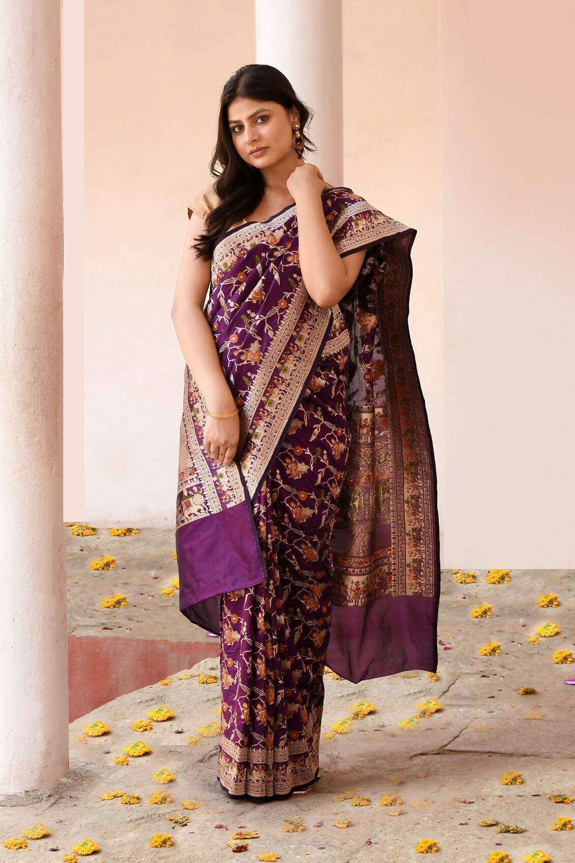 Joban Fashion Pure Katan Pure Handloom Banarasi Silk Saree | Grocsy