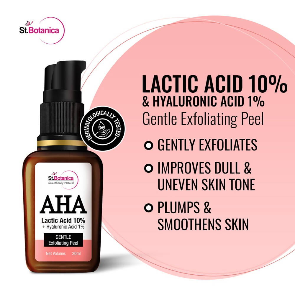 St.Botanica AHA Lactic Acid 10% + Hyaluronic Acid 1% Gentle Exfoliating Peel | Grocsy