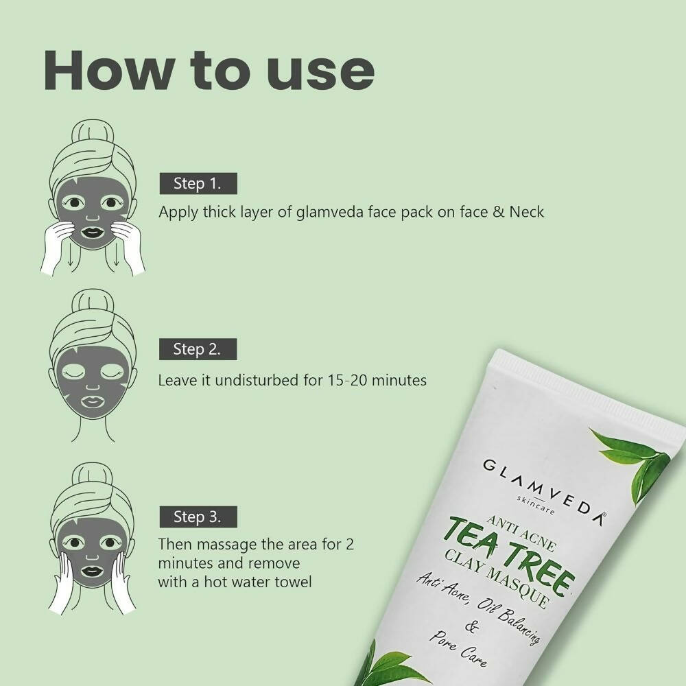 Glamveda Tea Tree Anti Acne Mud Mask | Grocsy