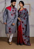 Exclusive Collection Saree With Blouse Piece For Women And Men's Kurta - Gray | Grocsy