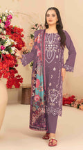 Anaita Purple Cambric Cotton Suit With Embroidered & Khatli Work | Grocsy