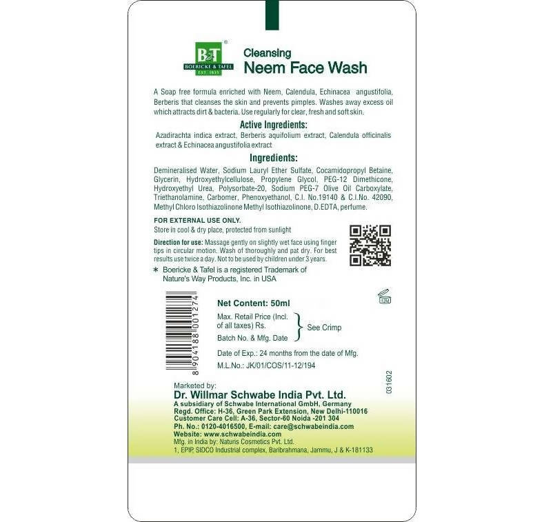 Boericke & Tafel Cleansing Neem Face Wash | Grocsy