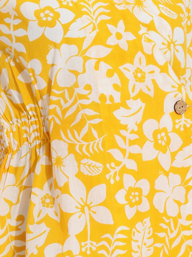 Janasya Yellow Wrap Cotton Top | Grocsy