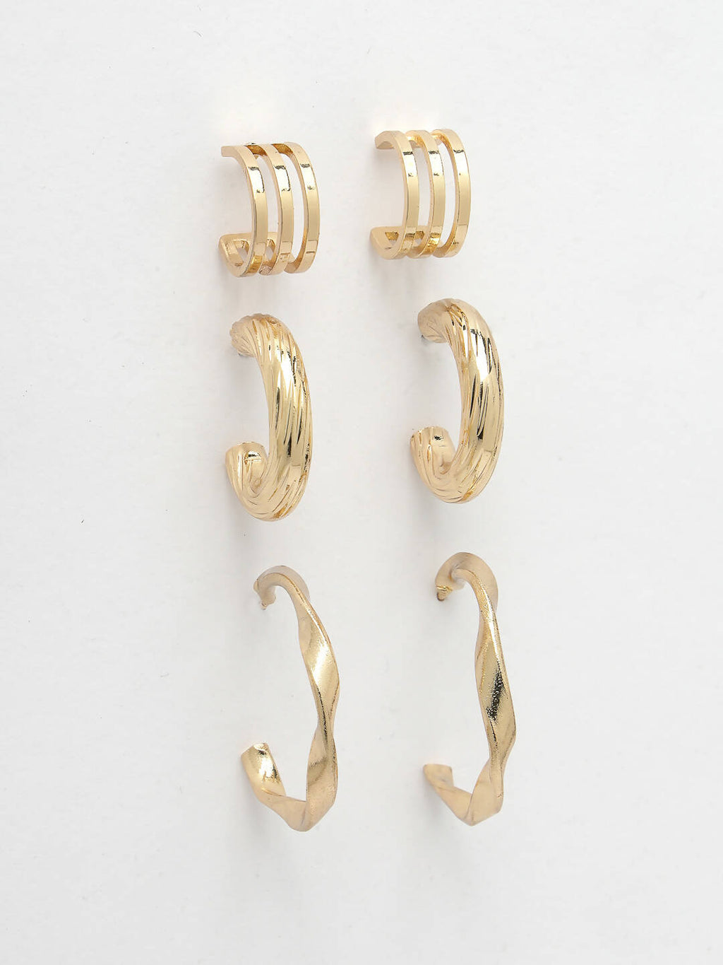 NVR Women's Set of 3 Gold-Polished Hoop Earrings | Grocsy