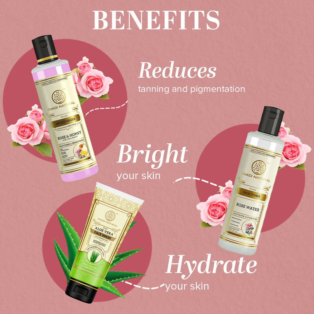 Khadi Natural Glowing Skin Combo - Wash, Tone & Moisturize | Grocsy
