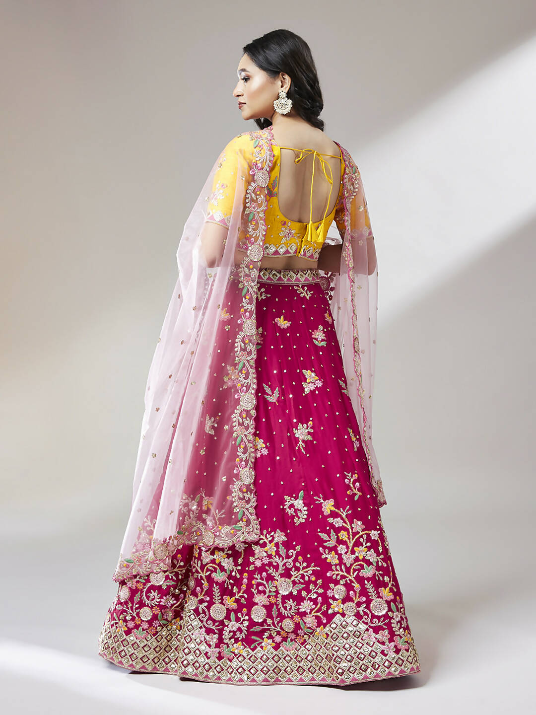 House of Panchhi Rose Pure Georgette Sequinse Work Lehenga & Blouse with Dupatta | Grocsy