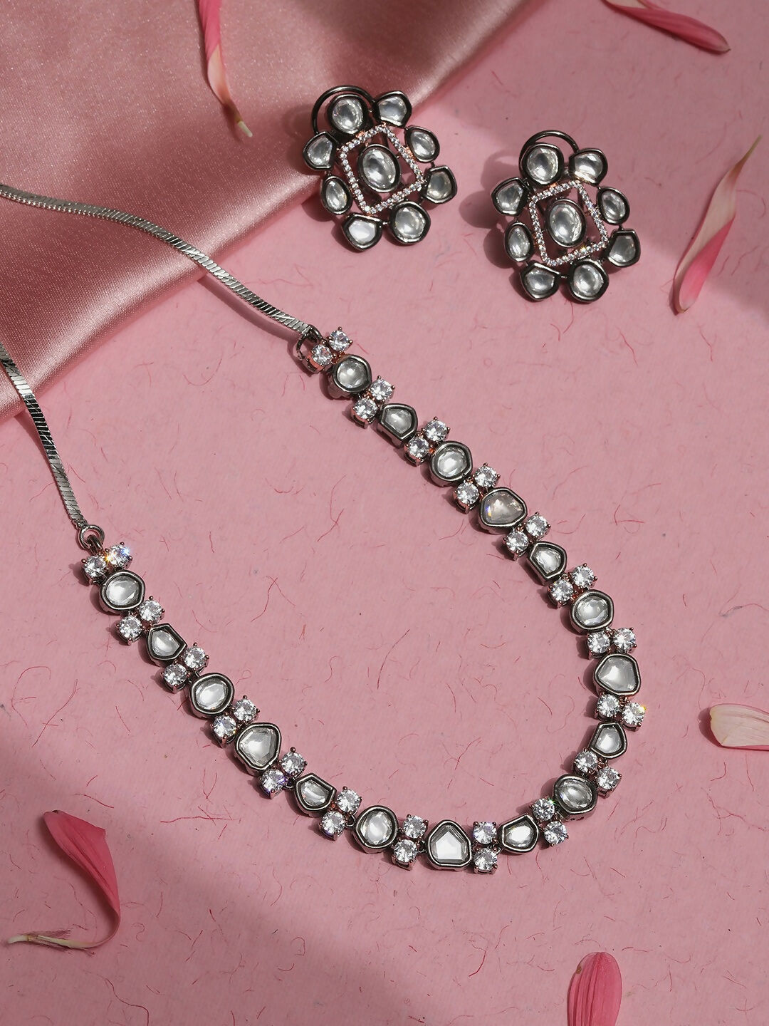 Stone Neckpiece with Studs- Ruby Raang | Grocsy