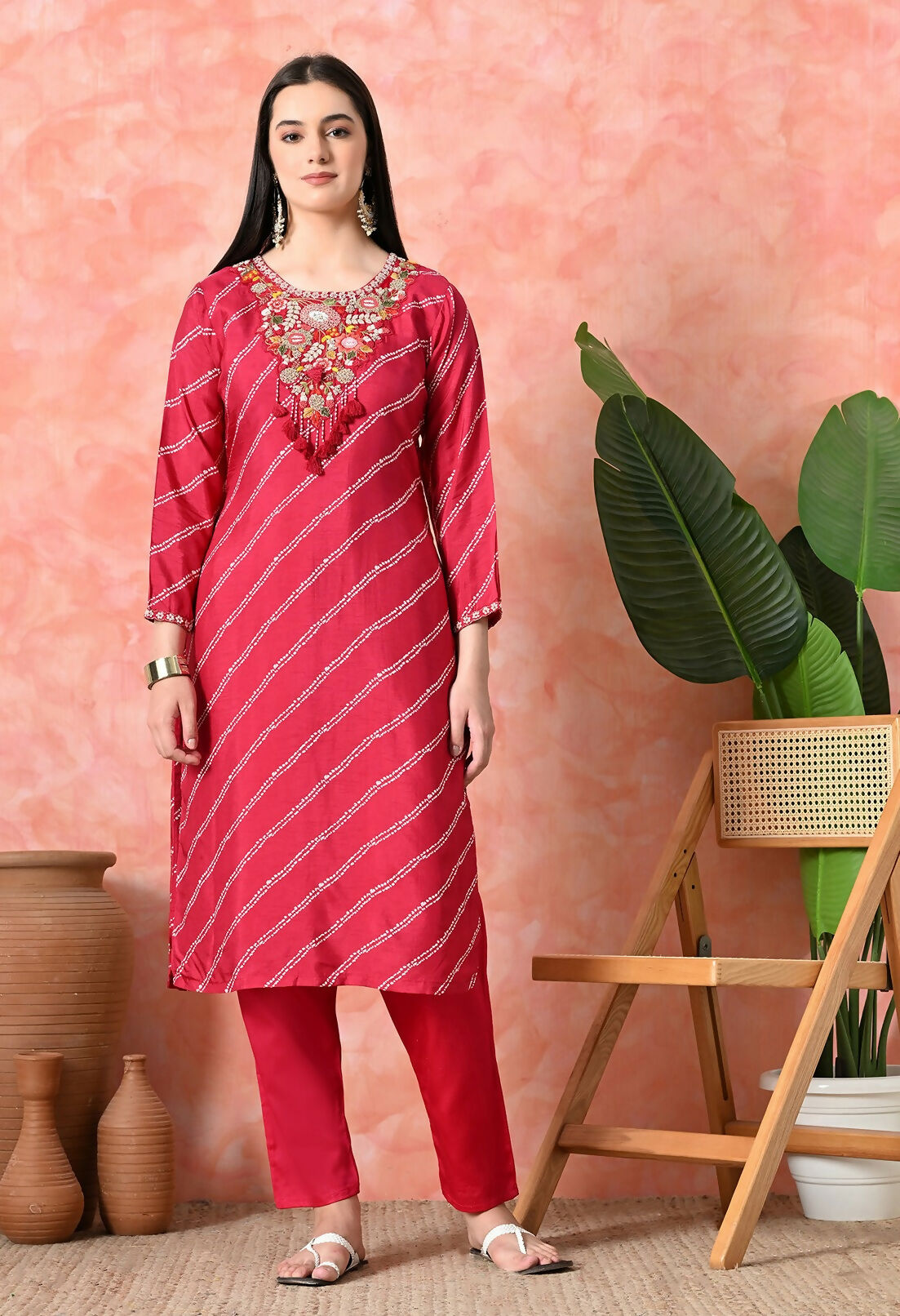 Joban Fashion Rani Premium Pure Viscose Print Dola With Handwork Kurta Set | Grocsy