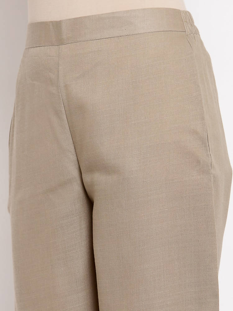Myshka Women's Trendy Grey Cotton Solid Casual Trouser | Grocsy