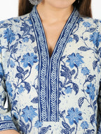 Aramya Off White Soft Cotton Floral Print Straight Kurta Set for Women | Grocsy
